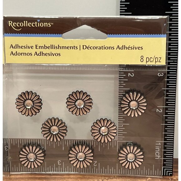 Recollections STICKER Embellishments 16 Pc Set FLORAL DIAMOND GEM BLACK SILVER - Picture 3 of 6